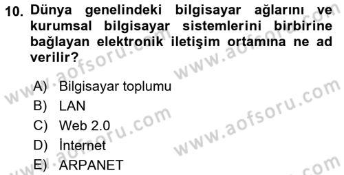 İnternet Yayıncılığı Dersi 2019 - 2020 Yılı (Vize) Ara Sınav Soruları 10. Soru