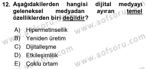 İnternet Yayıncılığı Dersi Ara Sınavı Deneme Sınav Soruları 12. Soru