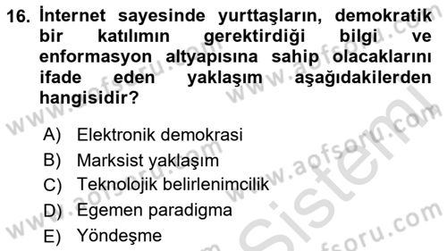 İnternet Yayıncılığı Dersi Ara Sınavı Deneme Sınav Soruları 16. Soru