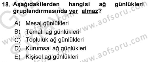 İnternet Yayıncılığı Dersi Ara Sınavı Deneme Sınav Soruları 18. Soru