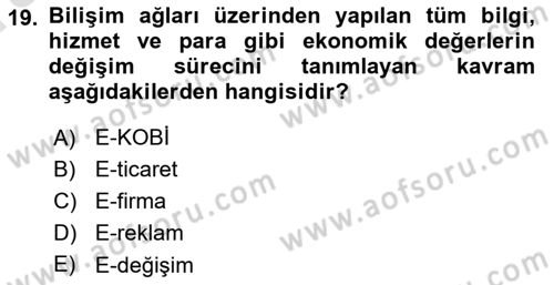 İnternet Yayıncılığı Dersi Ara Sınavı Deneme Sınav Soruları 19. Soru