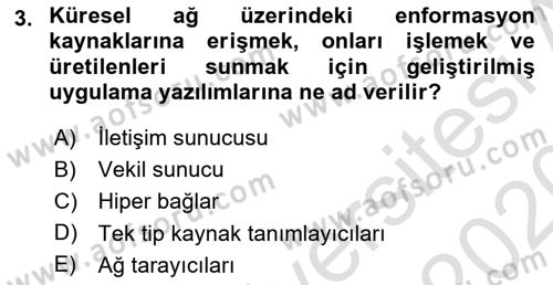 İnternet Yayıncılığı Dersi Ara Sınavı Deneme Sınav Soruları 3. Soru