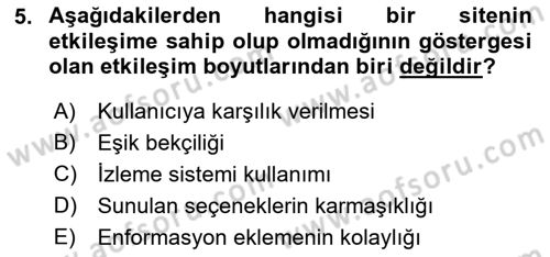İnternet Yayıncılığı Dersi Ara Sınavı Deneme Sınav Soruları 5. Soru