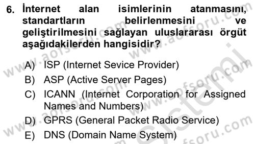 İnternet Yayıncılığı Dersi Ara Sınavı Deneme Sınav Soruları 6. Soru