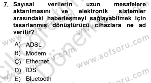 İnternet Yayıncılığı Dersi Ara Sınavı Deneme Sınav Soruları 7. Soru