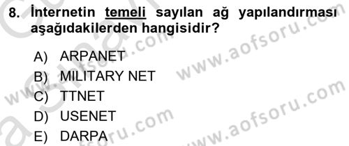 İnternet Yayıncılığı Dersi Ara Sınavı Deneme Sınav Soruları 8. Soru