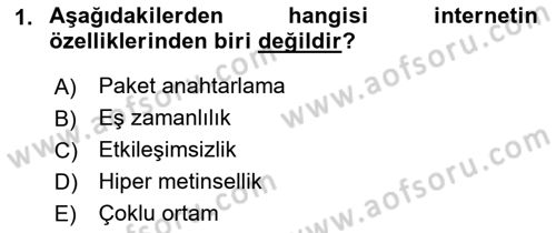 İnternet Yayıncılığı Dersi 2019 - 2020 Yılı (Final) Dönem Sonu Sınav Soruları 1. Soru