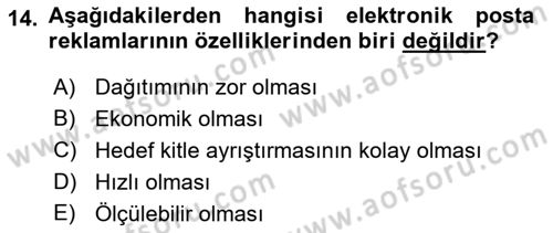 İnternet Yayıncılığı Dersi 2019 - 2020 Yılı (Final) Dönem Sonu Sınav Soruları 14. Soru
