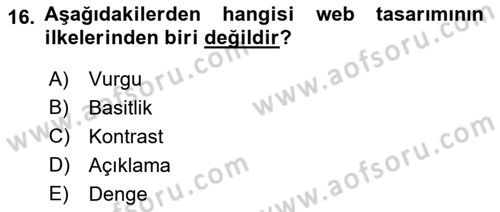 İnternet Yayıncılığı Dersi 2019 - 2020 Yılı (Final) Dönem Sonu Sınav Soruları 16. Soru
