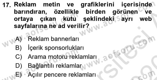 İnternet Yayıncılığı Dersi 2019 - 2020 Yılı (Final) Dönem Sonu Sınav Soruları 17. Soru