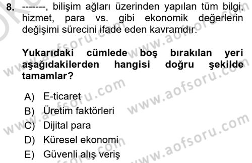 İnternet Yayıncılığı Dersi 2020 - 2021 Yılı Yaz Okulu Sınavı 8. Soru