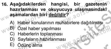 Medya Ekonomisi ve İşletmeciliği Dersi 2012 - 2013 Yılı (Vize) Ara Sınav Soruları 16. Soru