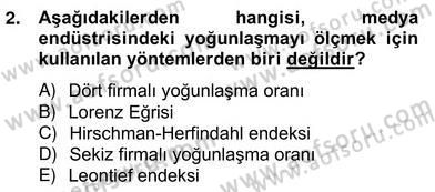 Medya Ekonomisi ve İşletmeciliği Dersi 2012 - 2013 Yılı (Vize) Ara Sınav Soruları 2. Soru