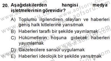 Medya Ekonomisi ve İşletmeciliği Dersi 2013 - 2014 Yılı (Final) Dönem Sonu Sınav Soruları 20. Soru