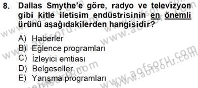 Medya Ekonomisi ve İşletmeciliği Dersi 2013 - 2014 Yılı Tek Ders Sınav Soruları 8. Soru