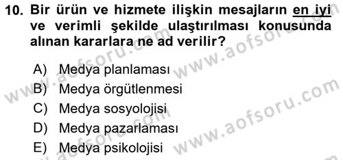 Medya Ekonomisi ve İşletmeciliği Dersi 2015 - 2016 Yılı (Vize) Ara Sınav Soruları 10. Soru