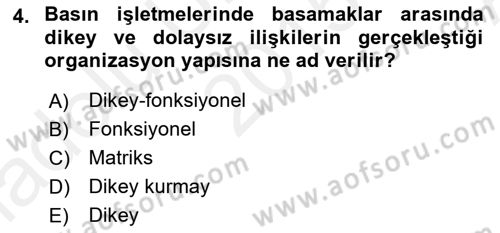 Medya Ekonomisi ve İşletmeciliği Dersi 2015 - 2016 Yılı (Vize) Ara Sınav Soruları 4. Soru