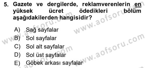 Medya Ekonomisi ve İşletmeciliği Dersi 2015 - 2016 Yılı (Vize) Ara Sınav Soruları 5. Soru