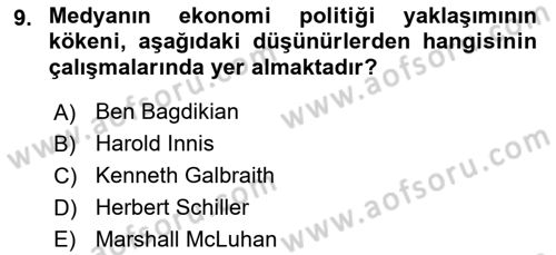 Medya Ekonomisi ve İşletmeciliği Dersi 2015 - 2016 Yılı (Vize) Ara Sınav Soruları 9. Soru