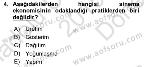 Medya Ekonomisi ve İşletmeciliği Dersi 2015 - 2016 Yılı (Final) Dönem Sonu Sınav Soruları 4. Soru