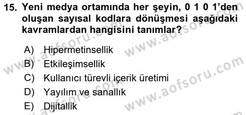Medya Ekonomisi ve İşletmeciliği Dersi 2015 - 2016 Yılı Tek Ders Sınav Soruları 15. Soru