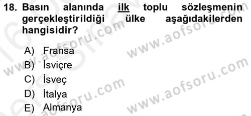 Medya Ekonomisi ve İşletmeciliği Dersi 2015 - 2016 Yılı Tek Ders Sınav Soruları 18. Soru