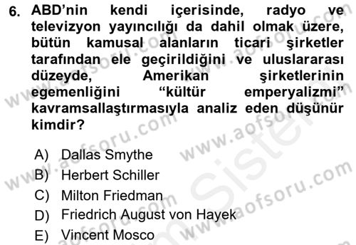 Medya Ekonomisi ve İşletmeciliği Dersi 2015 - 2016 Yılı Tek Ders Sınav Soruları 6. Soru