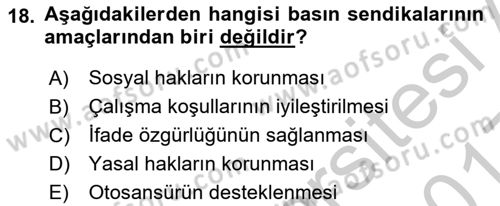 Medya Ekonomisi ve İşletmeciliği Dersi 2016 - 2017 Yılı 3 Ders Sınav Soruları 18. Soru