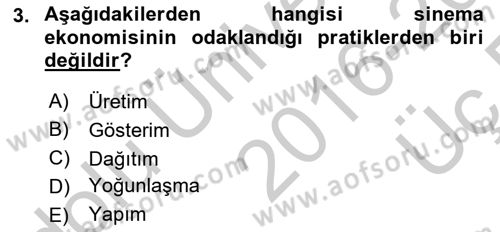 Medya Ekonomisi ve İşletmeciliği Dersi 2016 - 2017 Yılı 3 Ders Sınav Soruları 3. Soru