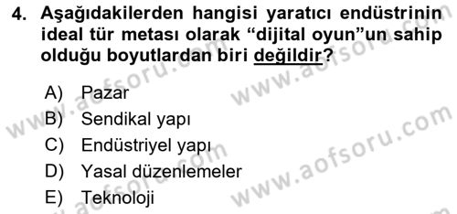 Medya Ekonomisi ve İşletmeciliği Dersi 2016 - 2017 Yılı 3 Ders Sınav Soruları 4. Soru