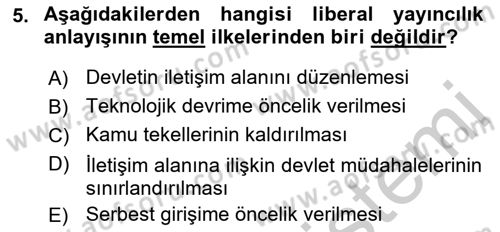 Medya Ekonomisi ve İşletmeciliği Dersi 2016 - 2017 Yılı 3 Ders Sınav Soruları 5. Soru