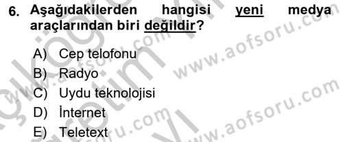 Medya Ekonomisi ve İşletmeciliği Dersi 2016 - 2017 Yılı 3 Ders Sınav Soruları 6. Soru
