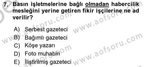 Medya Ekonomisi ve İşletmeciliği Dersi 2016 - 2017 Yılı 3 Ders Sınav Soruları 7. Soru