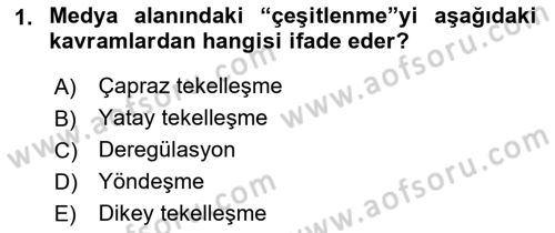 Medya Ekonomisi ve İşletmeciliği Dersi 2016 - 2017 Yılı (Vize) Ara Sınav Soruları 1. Soru