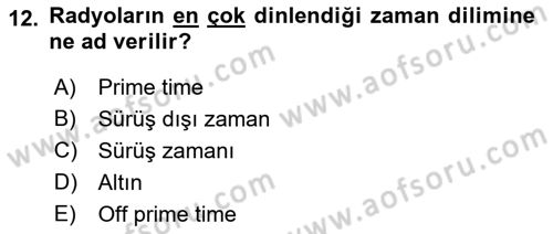 Medya Ekonomisi ve İşletmeciliği Dersi 2016 - 2017 Yılı (Vize) Ara Sınav Soruları 12. Soru