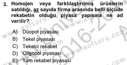 Medya Ekonomisi ve İşletmeciliği Dersi 2016 - 2017 Yılı (Vize) Ara Sınav Soruları 3. Soru