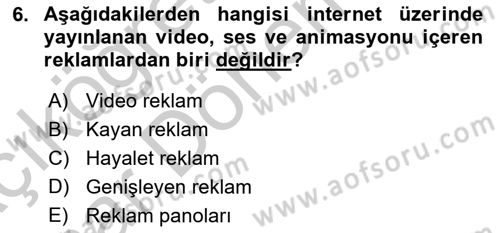 Medya Ekonomisi ve İşletmeciliği Dersi 2016 - 2017 Yılı (Vize) Ara Sınav Soruları 6. Soru