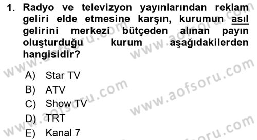 Medya Ekonomisi ve İşletmeciliği Dersi 2016 - 2017 Yılı (Final) Dönem Sonu Sınav Soruları 1. Soru