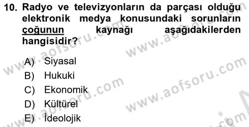 Medya Ekonomisi ve İşletmeciliği Dersi 2016 - 2017 Yılı (Final) Dönem Sonu Sınav Soruları 10. Soru