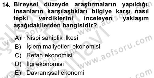Medya Ekonomisi ve İşletmeciliği Dersi 2016 - 2017 Yılı (Final) Dönem Sonu Sınav Soruları 14. Soru
