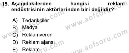 Medya Ekonomisi ve İşletmeciliği Dersi 2016 - 2017 Yılı (Final) Dönem Sonu Sınav Soruları 15. Soru