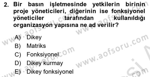 Medya Ekonomisi ve İşletmeciliği Dersi 2016 - 2017 Yılı (Final) Dönem Sonu Sınav Soruları 2. Soru