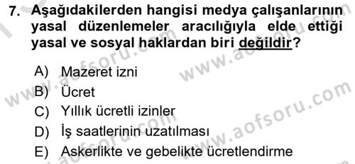 Medya Ekonomisi ve İşletmeciliği Dersi 2016 - 2017 Yılı (Final) Dönem Sonu Sınavı 7. Soru