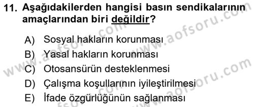 Medya Ekonomisi ve İşletmeciliği Dersi 2017 - 2018 Yılı 3 Ders Sınav Soruları 11. Soru