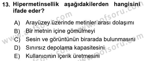 Medya Ekonomisi ve İşletmeciliği Dersi 2017 - 2018 Yılı 3 Ders Sınav Soruları 13. Soru