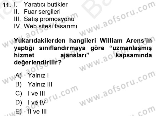 Medya Ekonomisi ve İşletmeciliği Dersi 2017 - 2018 Yılı (Vize) Ara Sınav Soruları 11. Soru