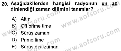Medya Ekonomisi ve İşletmeciliği Dersi 2017 - 2018 Yılı (Vize) Ara Sınav Soruları 20. Soru