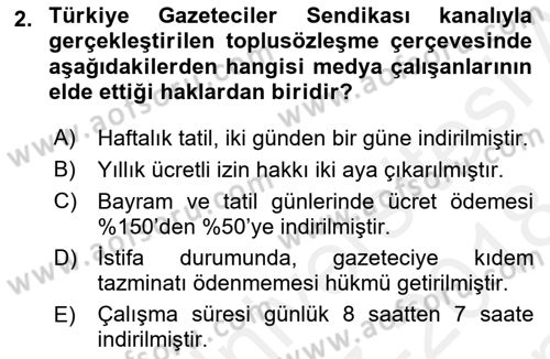 Medya Ekonomisi ve İşletmeciliği Dersi 2017 - 2018 Yılı (Final) Dönem Sonu Sınav Soruları 2. Soru