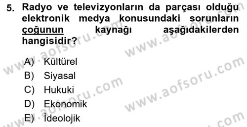 Medya Ekonomisi ve İşletmeciliği Dersi 2018 - 2019 Yılı 3 Ders Sınav Soruları 5. Soru