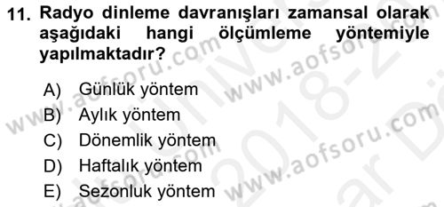 Medya Ekonomisi ve İşletmeciliği Dersi 2018 - 2019 Yılı (Vize) Ara Sınavı 11. Soru